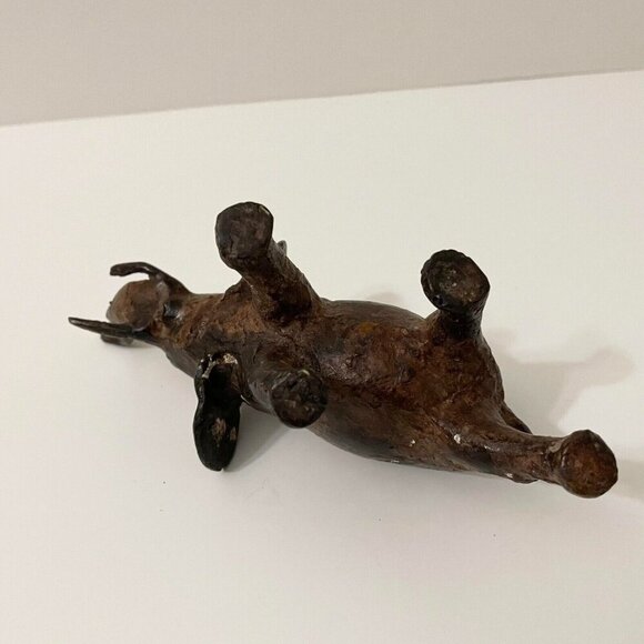 Vintage Elephant Trunk Up Metal Figurine 6 Inch Long Figure Flaws - Picture 13 of 16